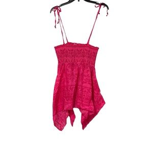 Vintage Y2K L.e.i Size Large Pink Smocked Asymmetric Hem Cami Top Boho Fairy